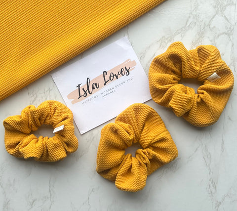 Mustard yellow scrunchies