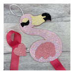 Flamingo glitter hairbow holder